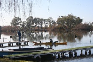 onto the weir
